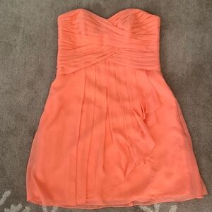 David’s bridal size 12 bridesmaid dress cocktail length coral color sweetheart